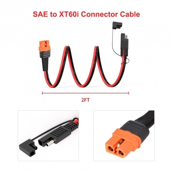 ELFCULB 12AWG XT60i to SAE Adapter Extension Cable with SAE Polarity Reverse Adapter for Portable Power Station Solar Panel Solar Generator(2FT)