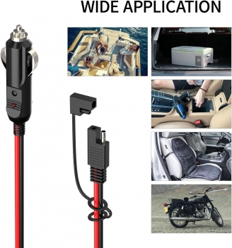 ELFCULB SAE to Car Cigarette Lighter 14AWG 12V Cigarette Lighter Male Plug to SAE Connector Extension Cable with SAE Polarity Reverse Adapter(10FT)