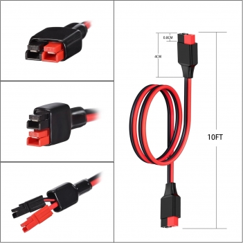 ELFCULB 10AWG 10FT Anderson Extension Cable 2 6 10 20 35 50FT Solar Extension Cable Anderson Connector for Portable Power Station Solar Generator Solar Panel (10FT)