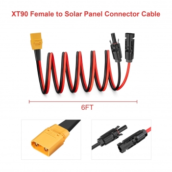 ELFCULB XT90 Solar Cable,10AWG 6FT XT90 Female to Solar Panel Connector Cable for Solar Panel Portable Power Station