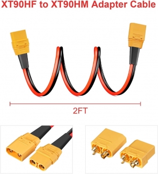 ELFCULB XT90 Connectors Cable,10AWG XT90 Male to Female Extension Cable for RC Battery Solar Portable Power Power Station and Solar Panel(2FT)
