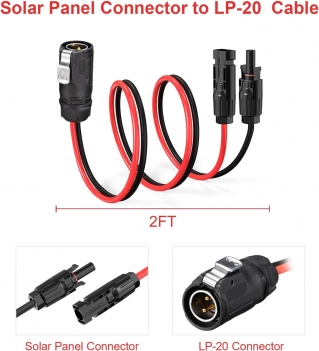 ELFCULB 10AWG 2 Pin Power Industrial Circular Connector to Solar Adapter for River RV Solar Ports Solar Panel Suitcase(2FT)