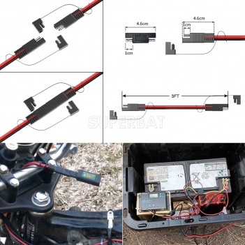 ELFCULB 10AWG 3FT SAE Extension Cable Quick Disconnect Wire Harness with SAE Connector for Automotive RV Battery Solar Panel