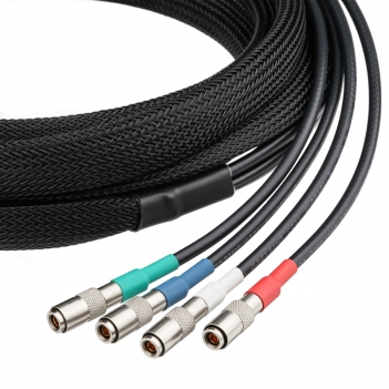 4-Channel 30FT/9.15Meters DIN1.0/2.3 Male to DIN1.0/2.3 Male Belden 1855A 6G SDI Cable with Braided Sleeve Color Coded Compatible with CoaXPress CXP-6 for Industrial Machine Vision