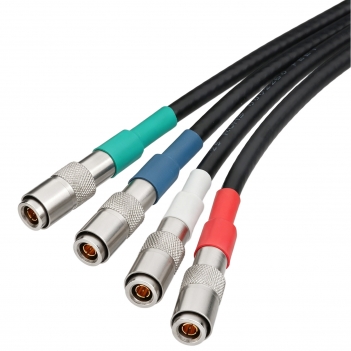4-Channel 30FT/9.15Meters DIN1.0/2.3 Male to DIN1.0/2.3 Male Belden 1855A 6G SDI Cable with Braided Sleeve Color Coded Compatible with CoaXPress CXP-6 for Industrial Machine Vision