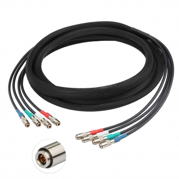 4-Channel 20FT/6.1Meters DIN1.0/2.3 Male to DIN1.0/2.3 Male Belden 1855A 6G SDI Cable with Braided Sleeve Color Coded Compatible with CoaXPress CXP-6 for Industrial Machine Vision