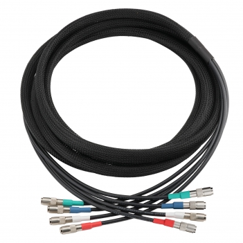 4-Channel 20FT/6.1Meters DIN1.0/2.3 Male to DIN1.0/2.3 Male Belden 1855A 6G SDI Cable with Braided Sleeve Color Coded Compatible with CoaXPress CXP-6 for Industrial Machine Vision