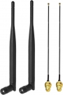 WiFi Antenna 2.4GHz 5GHz 5.8GHz 6dBi MIMO RP-SMA Male (2-Pack) + 2 x 12 inch Ngff to Rp-SMA Cable for M.2 NGFF Intel Wireless Network Card WiFi Adapter Laptop