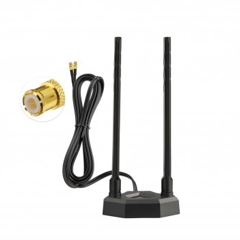 WiFi 7 Magnetic Dual Antenna 2.4/5.8/7.125GHz MSI EZ Plug;For MSI WiFi 7 Motherboards with EZ-Plug Port, Not RP-SMA/SMA, Tri-Band Desktop Aerial with RG174 Cable, ABS Base