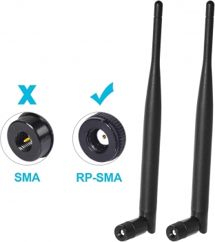WiFi Antenna 2.4GHz 5GHz 5.8GHz 6dBi MIMO RP-SMA Male (2-Pack) + 2 x 12 inch Ngff to Rp-SMA Cable for M.2 NGFF Intel Wireless Network Card WiFi Adapter Laptop