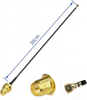 WiFi Antenna 2.4GHz 5GHz 5.8GHz 6dBi MIMO RP-SMA Male (2-Pack) + 2 x 12 inch Ngff to Rp-SMA Cable for M.2 NGFF Intel Wireless Network Card WiFi Adapter Laptop