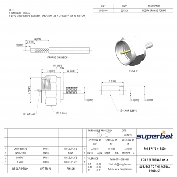 F Plug Male Connector Straight Crimp RG179
